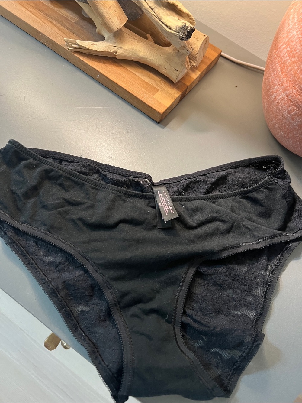 Victoria's Secret Black Lace Trim Bikini Briefs